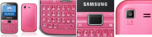 Samsung Ch@t 322 C3222 Rosa, Dual Chip com Teclado QWERTY